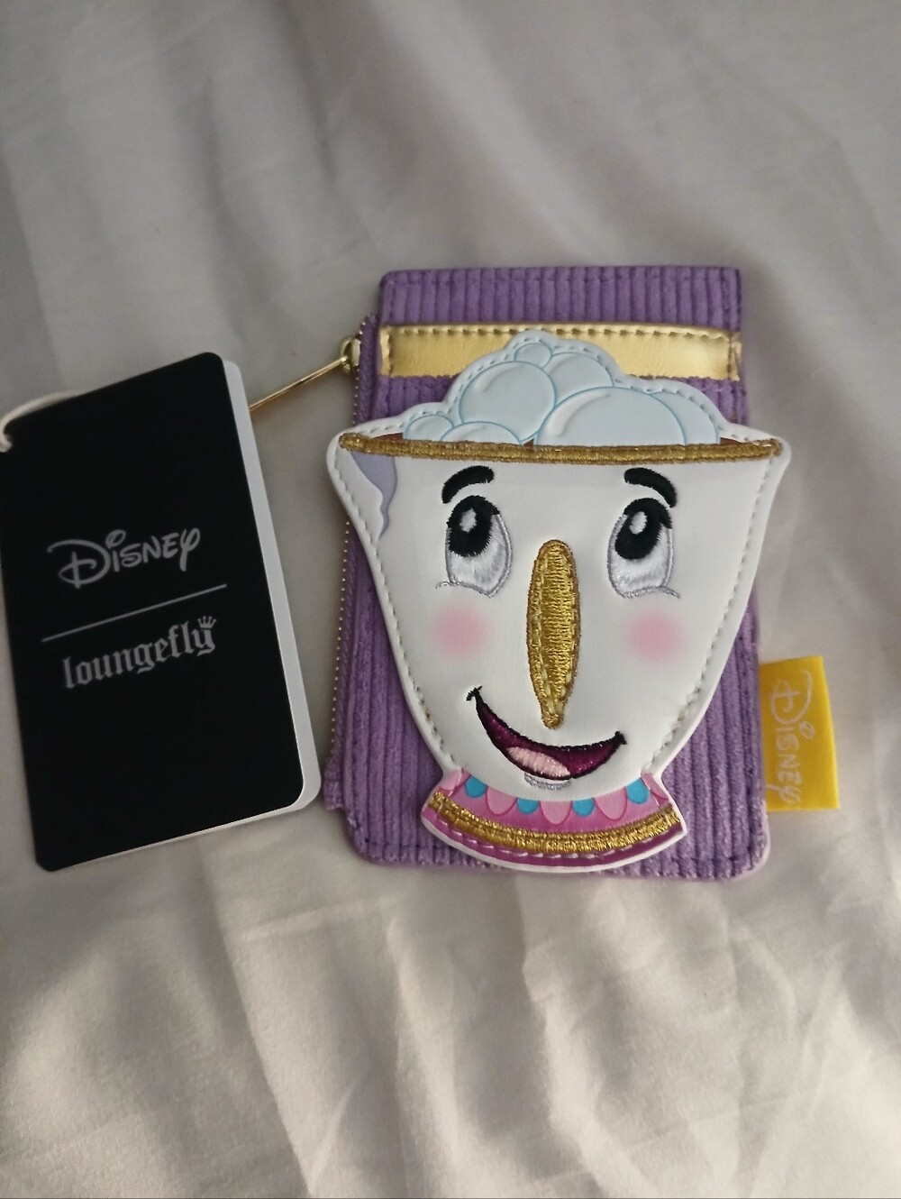 Loungefly Purple Chip Cup Coin Card Holder with Gold Accents